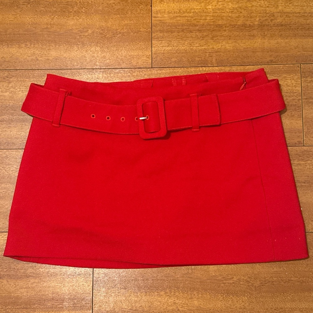 Express Vibrant Red Mini Skirt with Belt